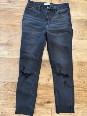 Vervet Black Ripped High-Rise Ankle Skinny Jeans